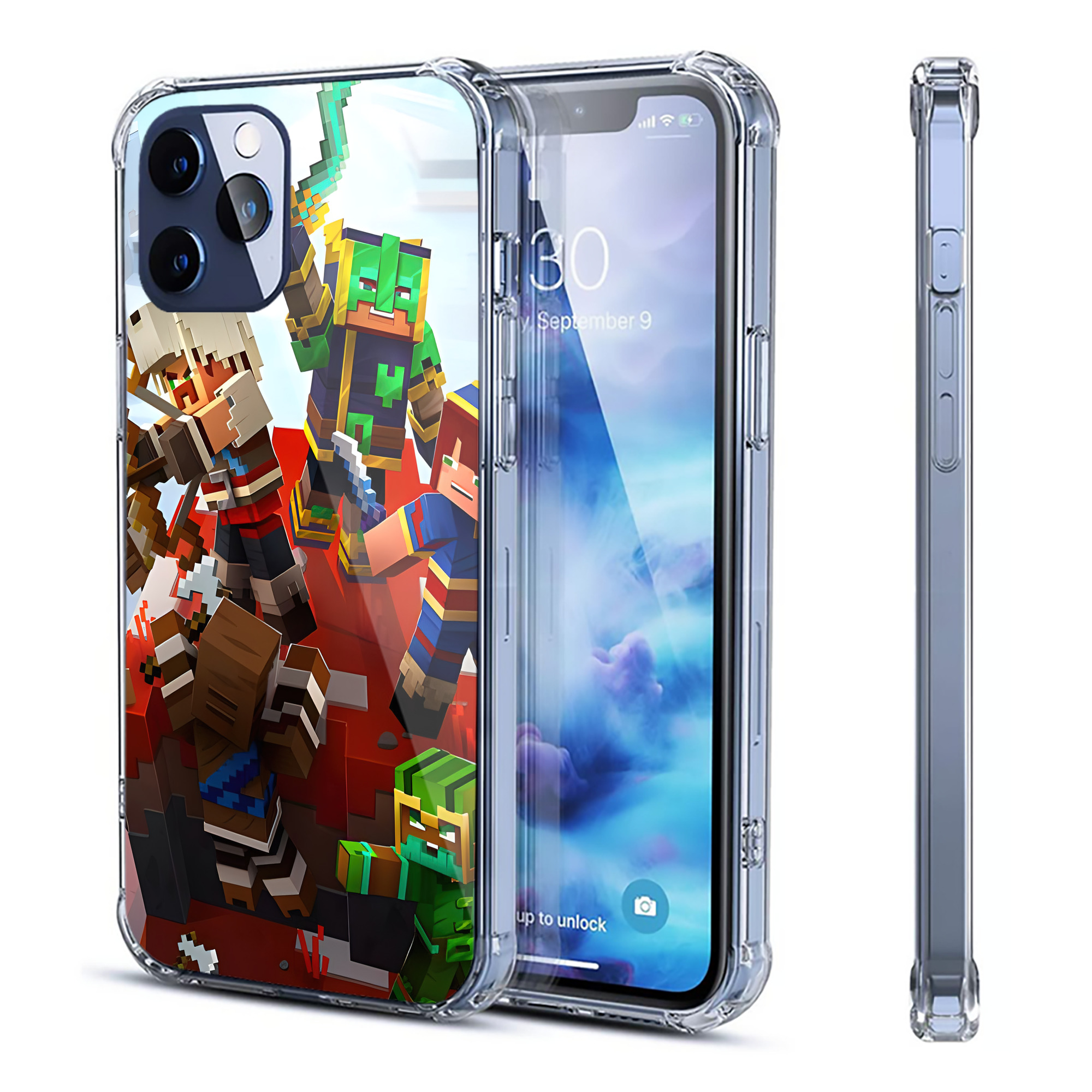（画像用） マインクラフト ブロックの世界 Minecraft MC Block world 【iPhone 12シリーズ対応】透明スマホケース（クリアソフトケース）